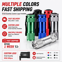Mini lampe torche à 9 LED, lampe de poche portable, alimentée par piles, logo personnalisé, cadeau promotionnel