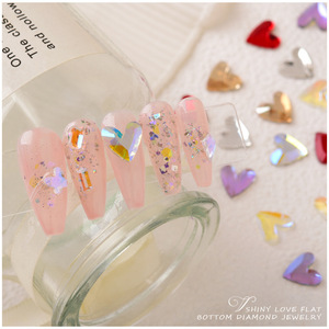Cristales de Uñas 3D en Forma de V de Alta Calidad, Joyería Brillante, Diamantes de <span class=keywords><strong>Cristal</strong></span> con Base Plana en Forma de Corazón Grande, Dijes para Decoración de Uñas - Product Image 1