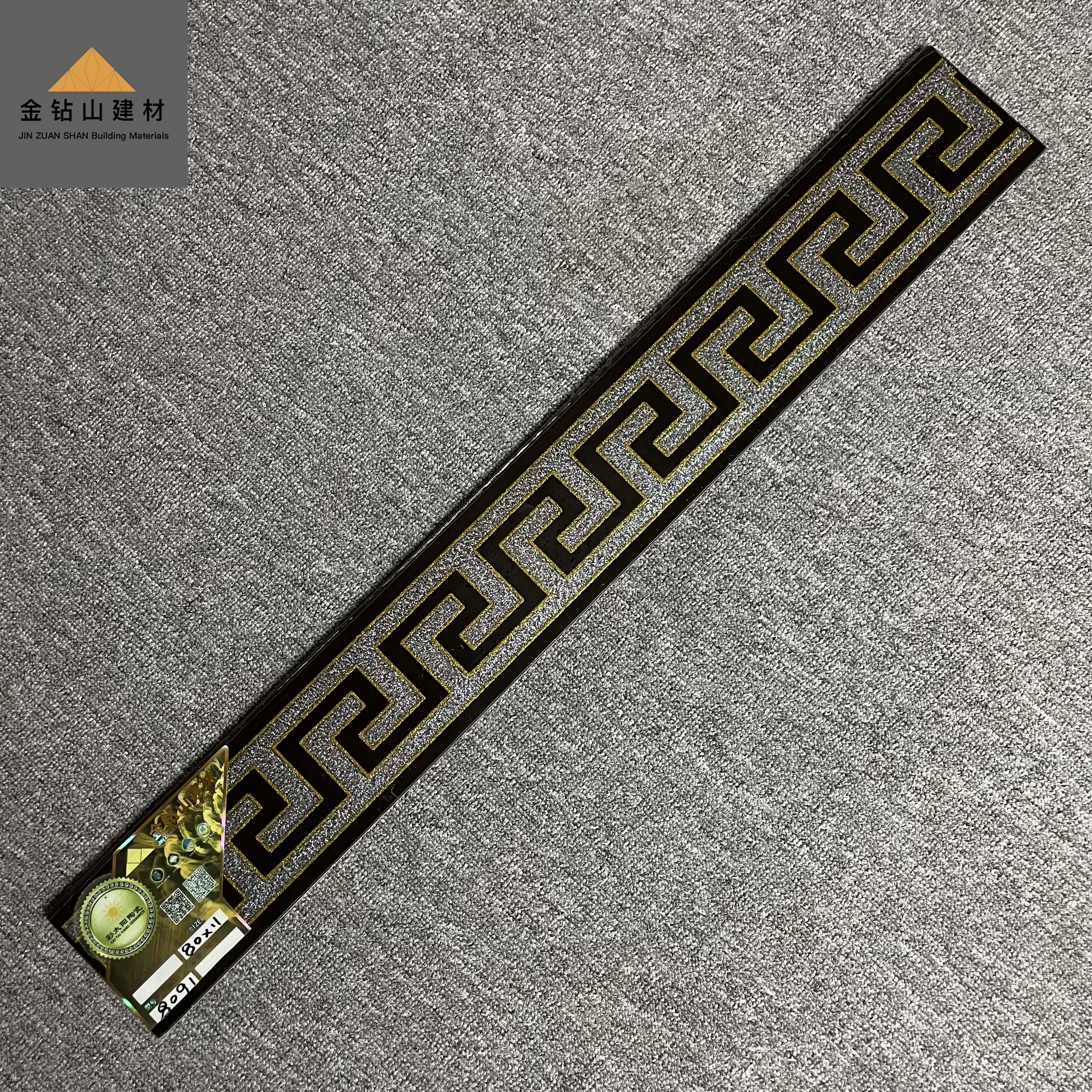 Caitaiyang 도자기 바닥 타일 및 대리석 황금 유약 바닥 타일 800*100 대형 벽 타일 황금 라인