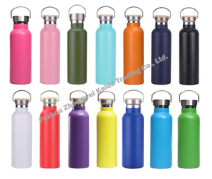 Borraccia sportiva in metallo con Logo personalizzato con coperchio in paglia a bocca larga in acciaio inossidabile a doppia parete bottiglia d'acqua isolata - Product Image 6