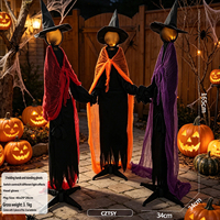 Trois figurines populaires transfrontalières pour Halloween : sorcières et fantômes lumineux à tenir en main, pour la décoration de cour et de fête