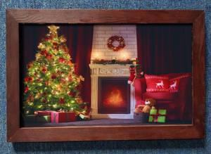 Moldura de madeira personalizada para decoração de paredes de Natal, imagem de Papai Noel impressa em tela com luzes LED, decoração para casa - Product Image 2