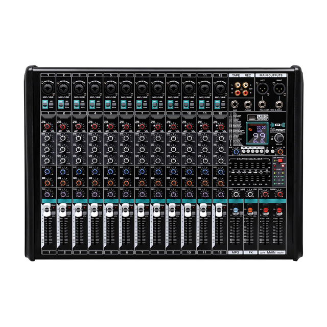 KM-12 Professional Audio Mixer 12-Channel 99DSP Effects Dj Controller/audio Console Mixer Recording Studio Audio Sound Equipment