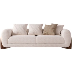 Italian Wabi Sabi Sofa Minimalist Cream Style Lamb Velvet Living Room Small Apartment Designer Fabric Sofa <b>Set</b> - Product Image 5