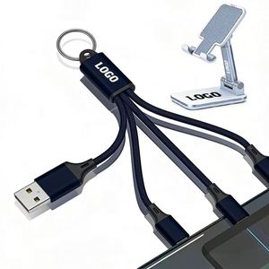 Factory Custom 13Cm Weave 2A Short Portable <b>3</b> in 1 Charging Type C to <b>Usb</b> 2.0 With Keychain <b>Cable</b> - Product Image 1