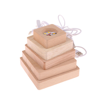 Sunssy 5/6/7/8/9/10CM LED en bois massif carré veilleuse USB support de lampes moderne bricolage lampe décorative pour chambre bureau