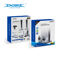 Support vertical de charge et de refroidissement DOBE pour PS5/Slim/Pro avec ventilateur intégré pour manettes DualSense – Accessoires de jeu