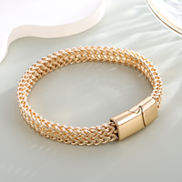 Bracelet pour homme en acier inoxydable à double couche, bracelet tissé à la mode, accessoire hip-hop de fête rock pour homme