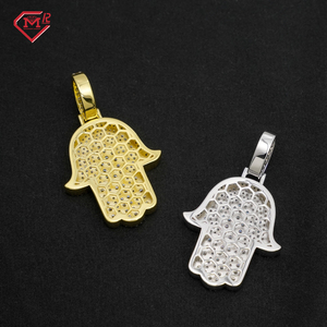 GRA certificado Hiphop Moissanite Charm colgante 925 Plata VVS Iced Out Diamond <span class=keywords><strong>Hamsa</strong></span> mano colgante - Product Image 4