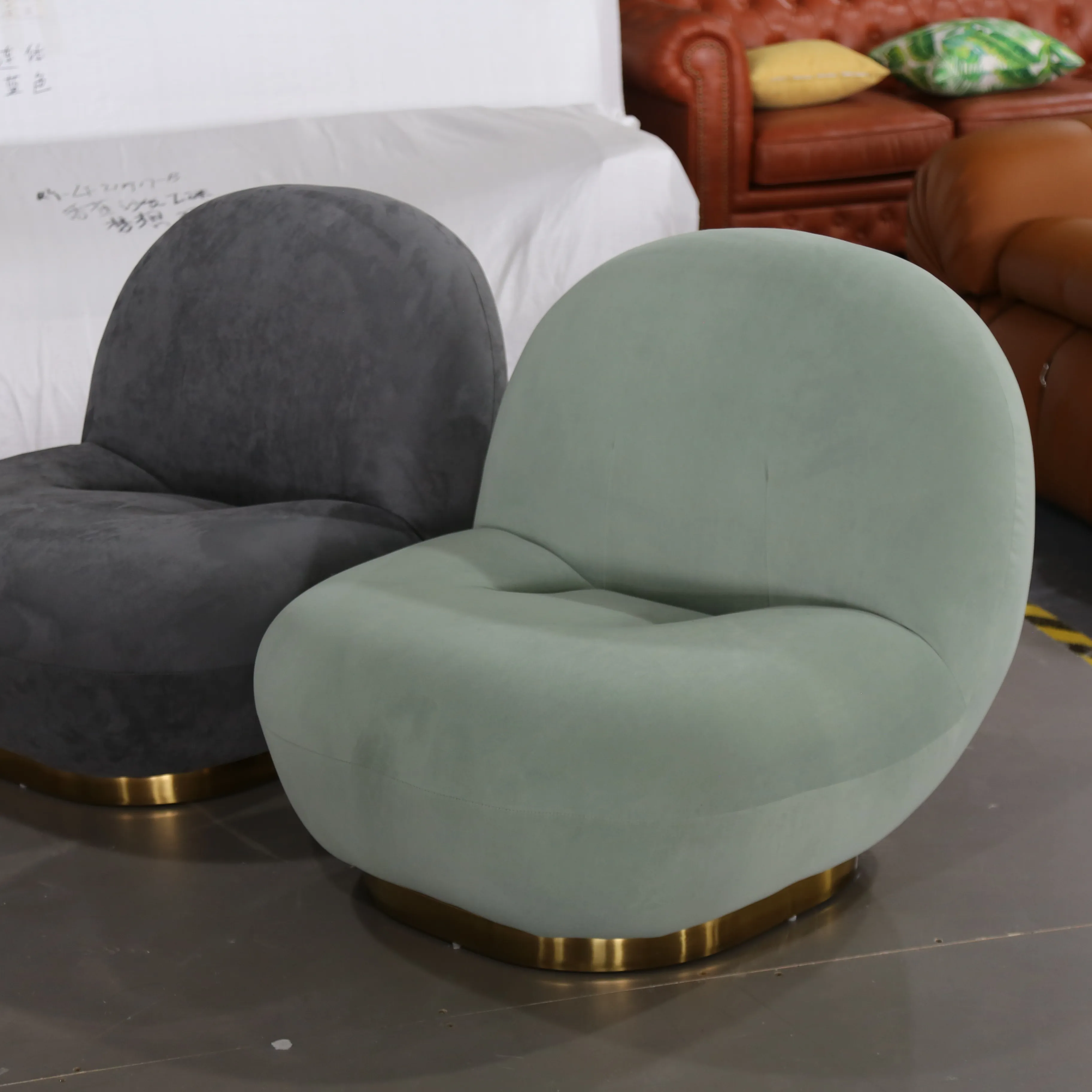 المعاصرة تصميم الضأن الصوف بوكل أريكة صالة شمواه منحنى الزاوية المخملية صغيرة أريكة استرخاء