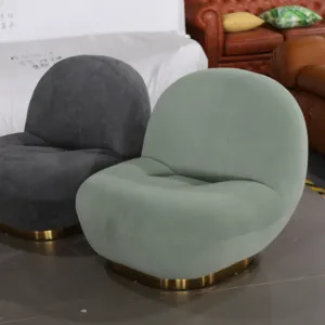 Desain Kontemporer Domba Wol Boucle Lounge Sofa Suede Kain Kurva Sudut Beludru Sofa Malas Kecil