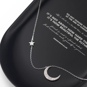 Daidan Sterling Bạc 925 Vòng Cổ Phụ Nữ Đơn Giản Mặt Trăng Sao Zircon Lưỡi Liềm Mặt Trăng Vòng Cổ - Product Image 3