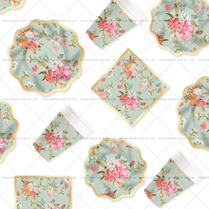 DAMAI Floral Paper <b>Plates</b> 10 Inches <b>Disposable</b> Party Supplies Kit For Tea Party Birthday Wedding - Product Image 4