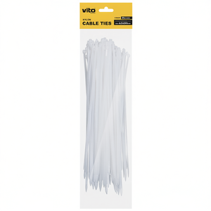 Attaches de câbles en nylon Vito 4,6x300mm 50 pièces blanches autobloquantes - Product Image 3
