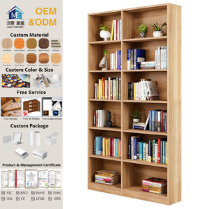 Bibliothèque autoportante double largeur à 6 niveaux pour chambre à coucher Étagères hautes de rangement Étagères de présentation pour la décoration intérieure Étagère - Product Image 1