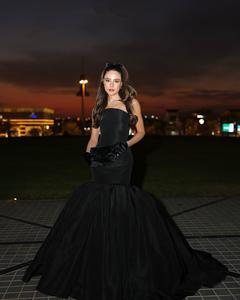 Sharon Said SF595 黑色优雅无肩带晚礼服带手套鱼尾裙女式婚礼阿拉伯舞会礼服无现货 - Product Image 3