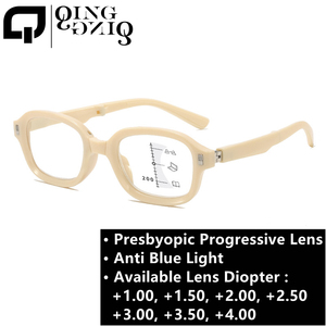 Gafas de lectura bifocales, lentes progresivas, lentes rojas portátiles ovaladas pequeñas, fuerza + 1,50 + 2,00 - Product Image 2