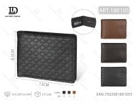 Portafoglio da uomo in vera pelle Jd, chiusura pieghevole da 7 pollici, stile minimalista, applicazione regalo, fodera in PU con motivo a pois in rilievo - Product Image 1