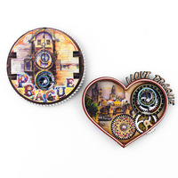 Aimants de réfrigérateur en bois de conception moderne personnalisés Impression UV Souvenir Artisanat Autocollant magnétique Style Forme Pays différent