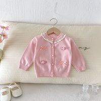 Cardigan en tricot pour filles, style automne, couleur bonbon, à simple boutonnage, nouvelle collection
