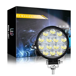 Farol de led redondo, 14led 42w luzes para névoa caminhões carro barra de luz de led fora da estrada/motocicleta suv barco/atv