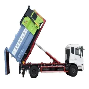 후크 암 트럭 첨부 Dongfeng 14cbm 후크 리프트 쓰레기 트럭 이동식 압축기 쓰레기 용기