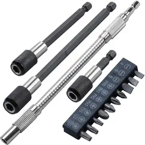 14 Cái Bộ 1/4 "Hex Tác Động Từ Tuốc Nơ Vít Bit Chủ Linh Hoạt Mở Rộng Trục Bit Tuốc Nơ Vít Bit Khoan Bộ Dụng Cụ Cầm Tay Điện