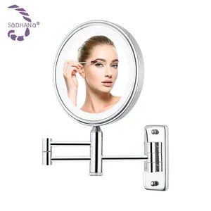 CE SAA TUV Custom Round Makeup Dimmable Wall Hotel Bath Room Side Mirror With LED Light