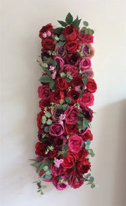 H05181 Arco di Fiori Artificiali Rosso Rosa con Peonie, Ortensie e <span class=keywords><strong>Rose</strong></span>, Decorazione Floreale per Tavoli e Corridoi per Matrimoni e Feste - Product Image 5