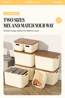 Boîte de rangement en plastique de 18 L avec couvercle, bac de rangement empilable pour la maison avec poignées latérales pour la chambre à coucher, le salon