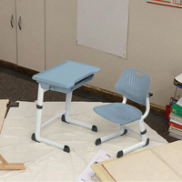 Ensemble de bureau et chaise ergonomiques pour étudiants, en plastique et acier, de style moderne, pour une utilisation en classe