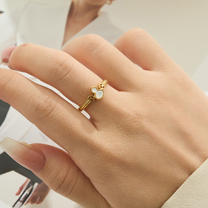 My Muyu Fortune Gourd Ring Natural Mother Of Pearl Gold Plated Adjustable Index Finger Jewelry Gift - Product Image 1