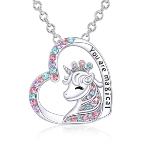Nuova Collana e Orecchini a Perno Zibi Europa e America, Pendente a Forma di Cuore con Cavallo in Sette Colori - Product Image 5