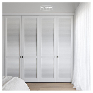 Armoire de <span class=keywords><strong>dressing</strong></span> minimaliste avec portes pliantes à persiennes en chêne massif, <span class=keywords><strong>kit</strong></span> de quincaillerie et boutons inclus - Product Image 1