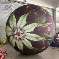 Boule ronde gonflable géante avec impression florale intégrale pour la décoration de centres commerciaux, les fêtes, les expositions et les spectacles