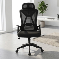 Chaise de bureau de direction personnalisée avec dossier haut et appui-tête réglable 2D, base coulissante, empilable, design moderne, chaise ergonomique en maille