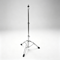 Support de cymbale droit à double renfort, base trépied chromée, hauteur réglable, support de cymbale robuste, accessoire de batterie