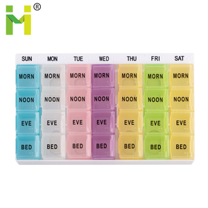 Pilulier hebdomadaire <span class=keywords><strong>28</strong></span> grilles en vrac en plastique 7 jours jour et nuit pilulier en vente en gros - Product Image 1