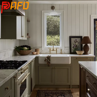 Design créatif en bois massif style shaker américain moderne laqué armoire de cuisine personnalisée avec îlot