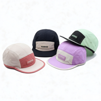 Casquette de camping personnalisée à 5 panneaux, séchage rapide, en nylon, pour course en extérieur, avec logo en patch de caoutchouc silicone, OEM ODM, chapeau de camping personnalisé