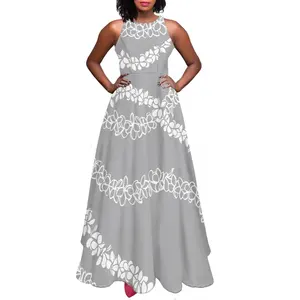 Gray Hawaiian Floral Design Customize Wedding Dresses Wholesale Hot Style Logo Printing Dresses Women Lady Elegant New Fashion