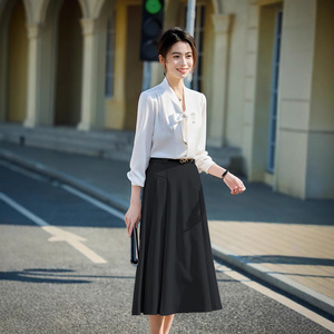 Women's Suit Set Midi Skirt Full Sleeve Polyester Office Lady Anti-Wrinkle Spring Formal Wear - Product Image 4