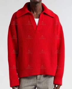 Pulls en cachemire pour hommes, tricotage sur mesure, épaules tombantes, tricot épais en <span class=keywords><strong>laine</strong></span> et cachemire, col polo, pull en fil pour hommes - Product Image 1