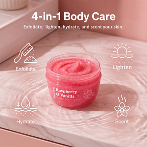 Mini pots de gommage corporel naturel exfoliant apaisant éclaircissant végétalien rose brillant à faible MOQ, personnalisable, marque privée - Product Image 2
