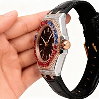 Jam Tangan Mekanik Pria dengan Tali Kulit, Moissanite, dan Baja Anti Karat Ukuran Besar yang Unik dan Modis