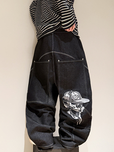 <span class=keywords><strong>Jeans</strong></span> <span class=keywords><strong>Larghi</strong></span> da Uomo Personalizzati Stile Hip-Hop High Street, Pantaloni <span class=keywords><strong>Lunghi</strong></span> a Vita Alta con Grandi Tasche - Product Image 1