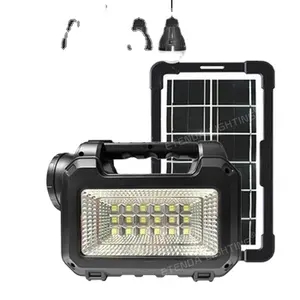 Solar Emergency Home System Led Lighting Kit With Fm Radio USB TF Card Play Power Supply Rechargeable Battery Pack