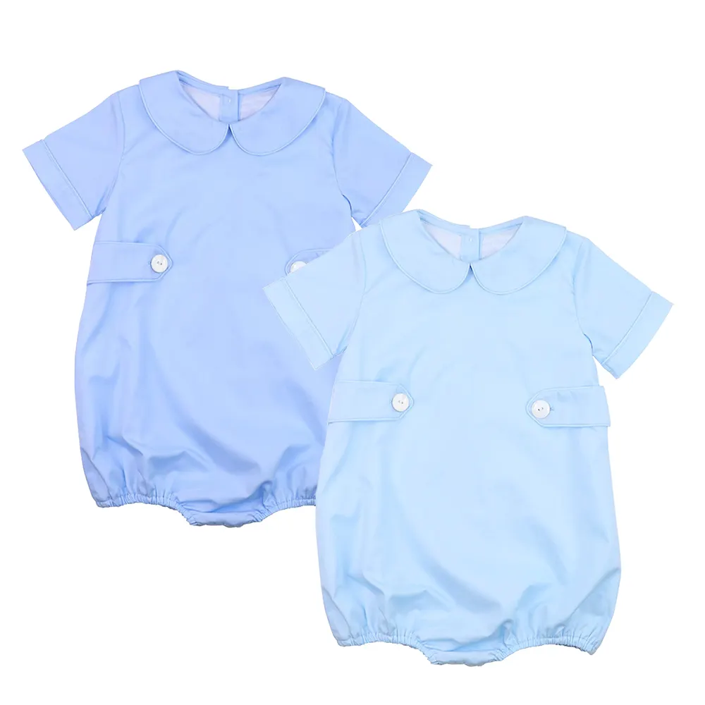 2024 छोटी आस्तीन वाले छोटे बच्चे के रोम्पर्स कपड़े थोक कॉलर वाले सूती नवजात शिशु लड़के के कपड़े