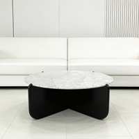 Table basse moderne ronde en marbre avec support blanc unique Pièce maîtresse de salon de luxe