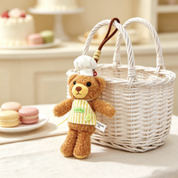 Porte-clés en peluche Ours Chef avec logo personnalisé, porte-tasse, ornement de tasse à café, breloque de sac, jouet en peluche, vente en gros, plusieurs couleurs disponibles